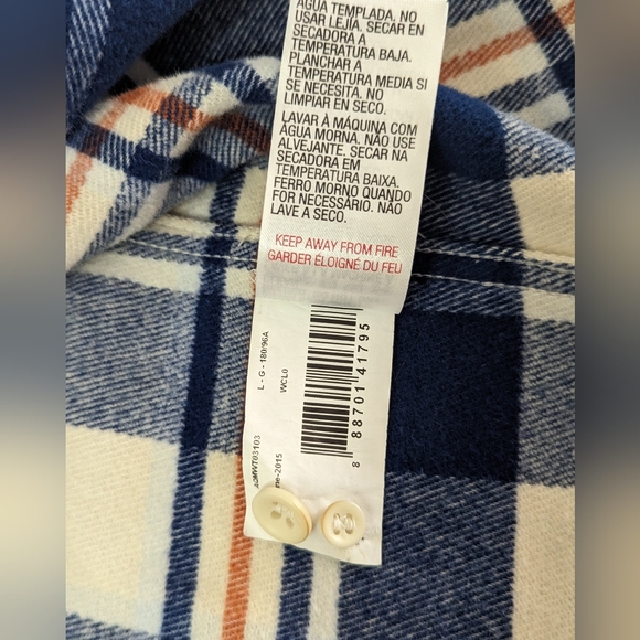 Quiksilver Waterman Blue Plaid Flannel Button Up Long Sleeve Shirt Size L - Picture 9 of 9